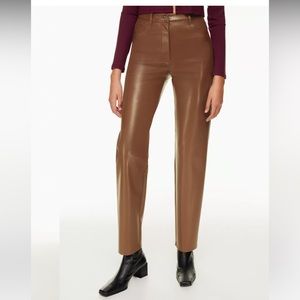 Aritzia Melina Wilfred Vegan Leather Pants in Cognac - size 2